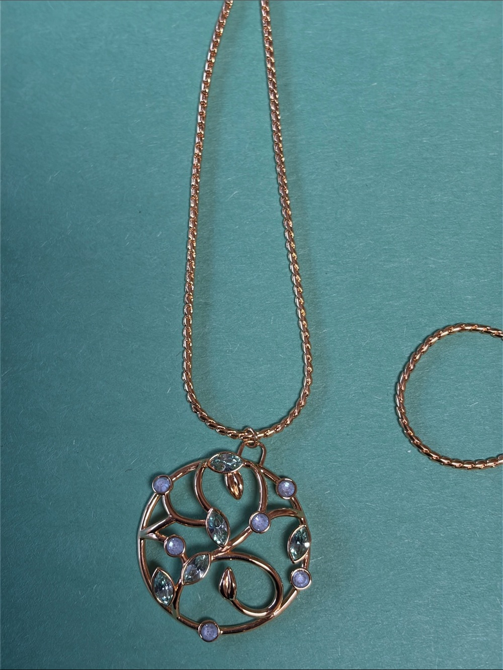 Gold Pendant Necklace with Peridot Gem Accents